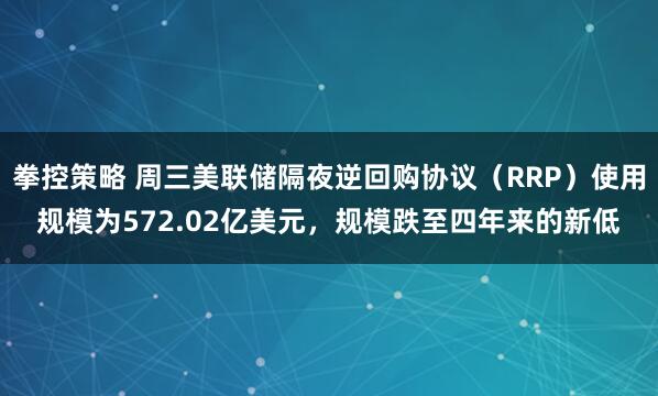 拳控策略 周三美联储隔夜逆回购协议（RRP）使用规模为572.02亿美元，规模跌至四年来的新低